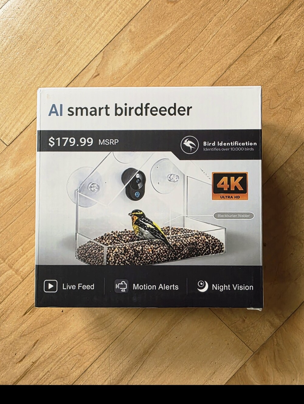NIB AI Smart Birdfeeder with 4K HD Camera - Clear